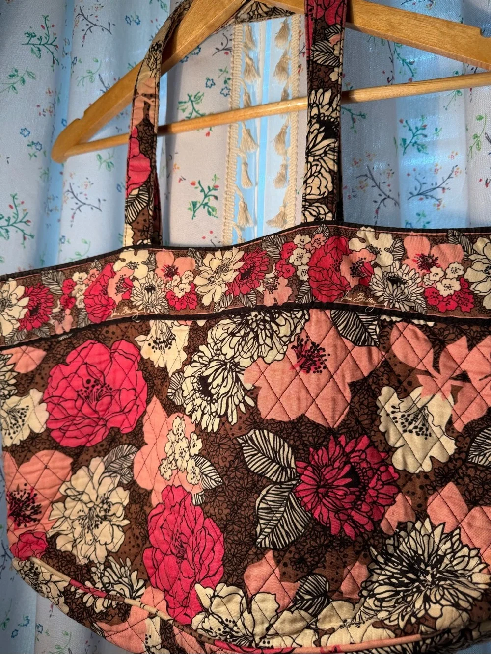 Vera Bradley Quilted Floral Tote Bag - Pink & Brown
